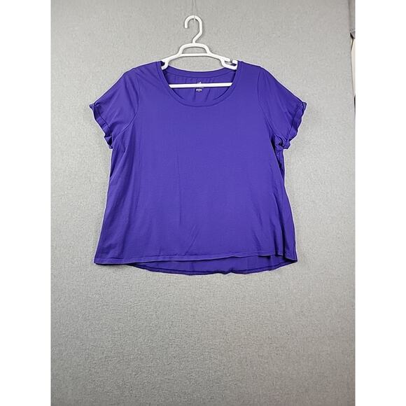 J. Jill 100% Everyday Cotton Purple SS Casual Tee Shirt Women's Plus 2X - Picture 1 of 11
